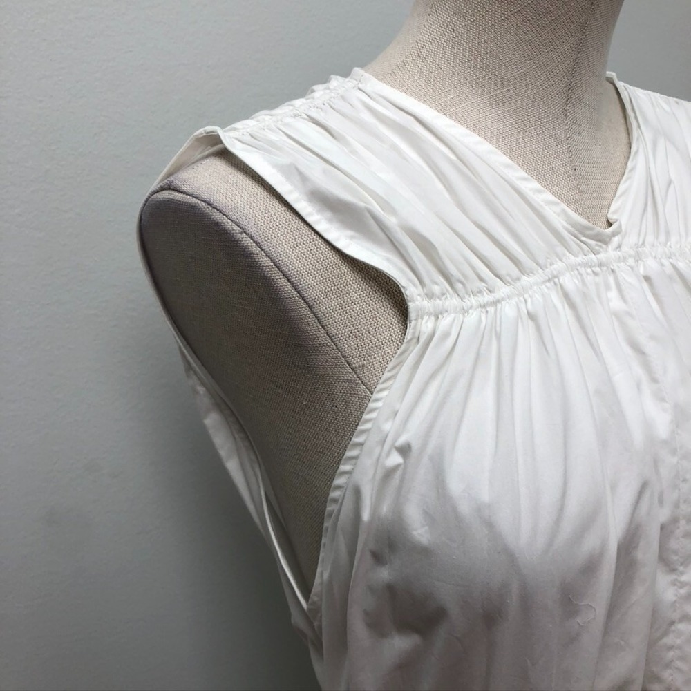 Proenza Schouler Poplin Gathered Tiered Dress Womens 12 White Luxury Bridal Boho View 3